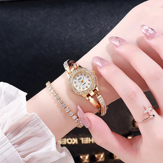 UTHAI W64 Women's Watch with Diamond Small Dial Fashion Quartz Wristwatch Girls' Minimalist Temperament Wrist Female' Watches