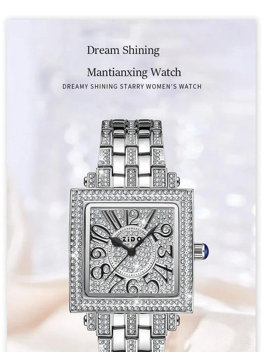 UTHAI Women's Watch Brand Light Luxury Retro Advanced Waterproof Diamond Full Sky Star Square Ladies Fashion Quartz Watches