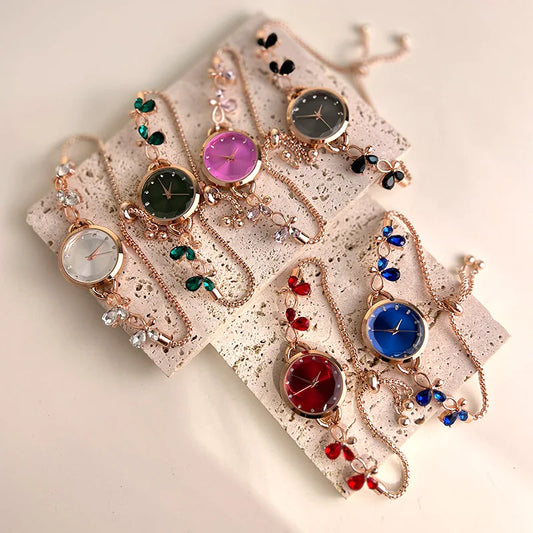 UTHAI Fashion Bracelet Watch Women's High end Butterfly Sea Treasure Blue Quartz Watch female Fashion Exquisite Watches
