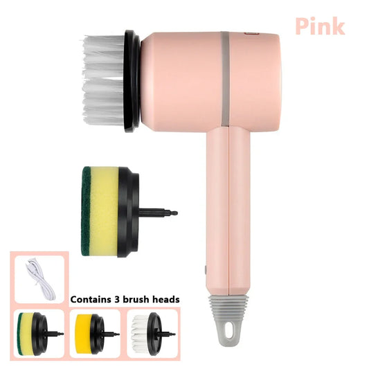 New Electric Cleaning Brush 3 Brush Heads Cleaner Multifunctional Cleaning Pots and Dishes For Kitchen Bathroom Bathtub Glass