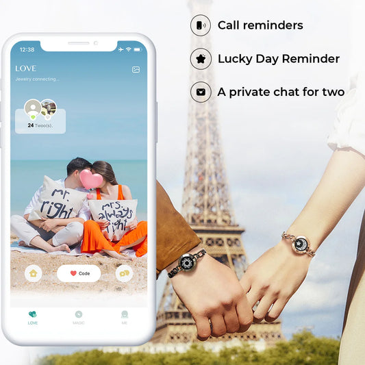 Totwoo long distance touch Bracelets for Couples Long Distance light up&Vibrate Moutain&Sea Love Bracelets Smart Jewelry sets