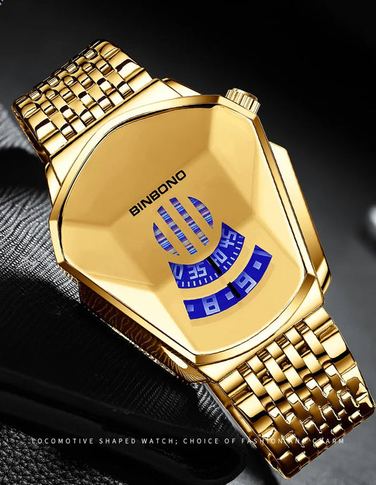UTHAI Men Watch Trendy Motorcycle Concept Wristwatch Black Technology Watch Steel Waterproof Male Fashion Quartz Watches Has Box