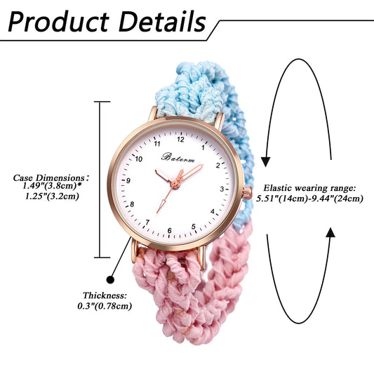 LANCARDO Quartz Braided Scrunchie Watch Elastic Rope Watch Digital Dial Women Multi-functional Ultra-thin Student Bracelet Watch