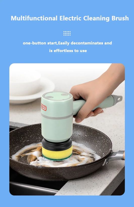 New Electric Cleaning Brush 3 Brush Heads Cleaner Multifunctional Cleaning Pots and Dishes For Kitchen Bathroom Bathtub Glass