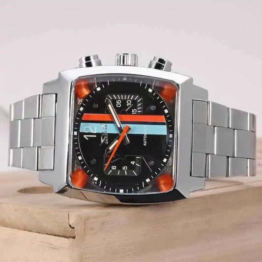 JARAGAR 569 Men's Mechanical Watch Fashion Design Square Dial Date Week Waterproof Steel Strap Leisure Wristwatch