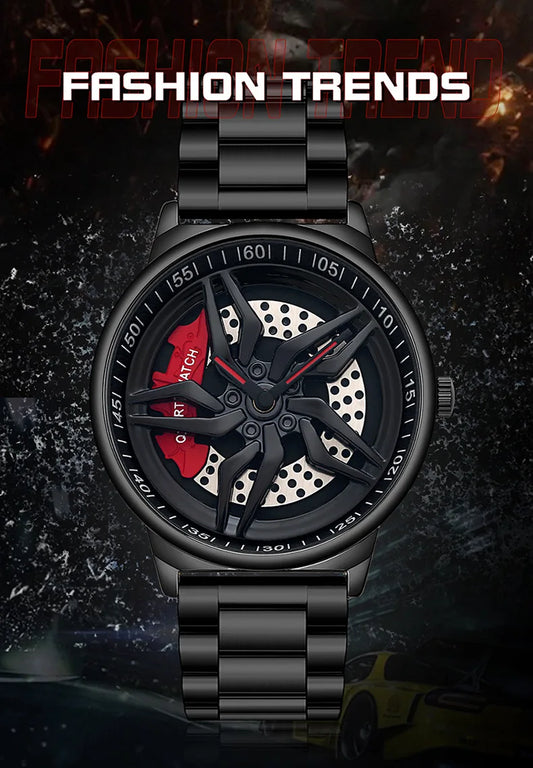 UTHAI L72 Watch For Men Cool Wheel Watch Luxury High Quality Male's Quartz Watches Hollow out 360 ° Rotary Dial Waterproof Clock