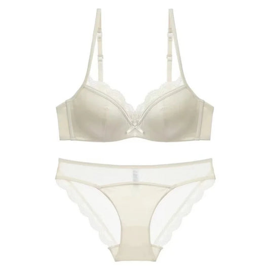 French Lace Underwear Female Breathable Thin Section Adjustable Anti-Sagging Comfortable Sex Lace Small Breasts Gathered Bra