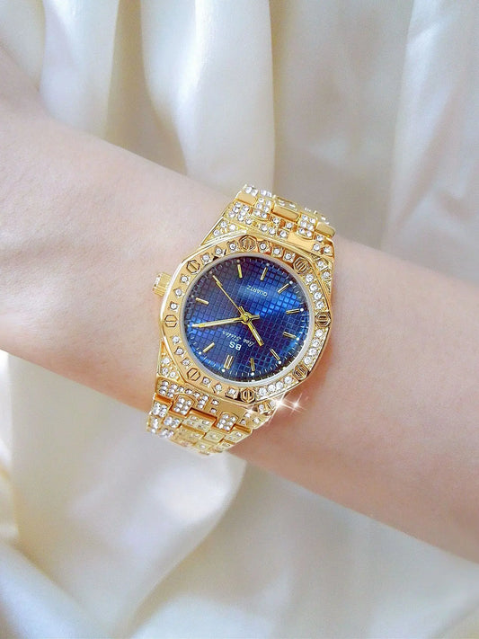 UTHAI Women's Watch Luxury Metal Diamonds European American Middle Eastern Waterproof Ladies Fashion Quartz Watches Clock Gift
