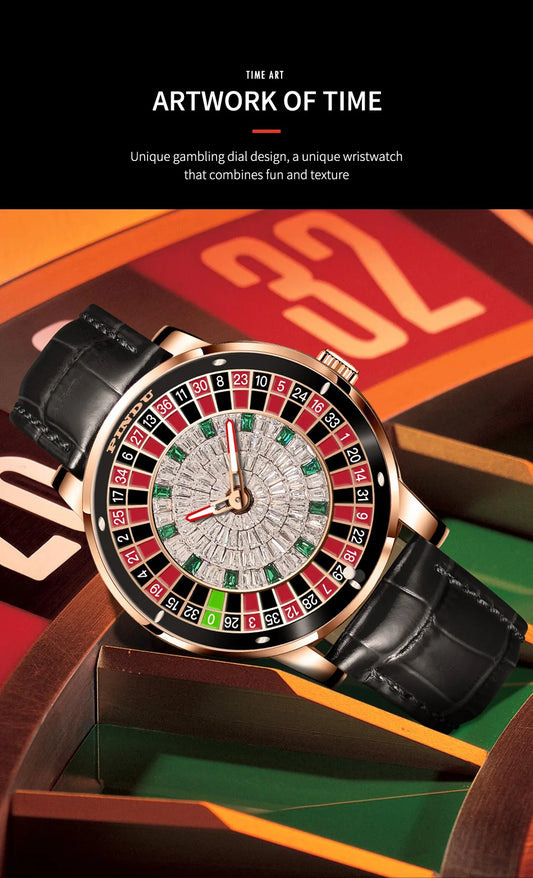 2024 New NH35 Automatic Mechanical Wristwatches Las Vegas Roulette PINDU Watch Diamond Luminous Pointer  Jacob & Co Montre Homme