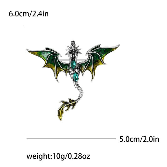 Enamel Dragon Pins for Women Rhinestone Flying Dragons Brooches Office Party Friend Gifts Jewelry Accessories