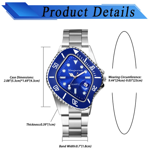 LANCARDO Men Novelty Irregular Dial Magnifier Date Lumious Hands Wrist Watch Quartz Polka Dot Shaped Case Casual Business Watch