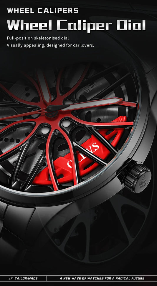 OLEVS Men Watches Waterproof Rotary Sport Car Rim Man Luxury Watch High Quality Fashion Stainless Steel Quartz Men's Watches