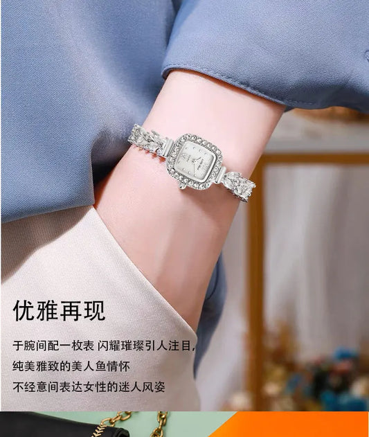 UTHAI L76 Women's Watch Light Luxury Diamond Korean Version Mermaid Bracelet Waterproof Female's Sugar Fashion Quartz Watches
