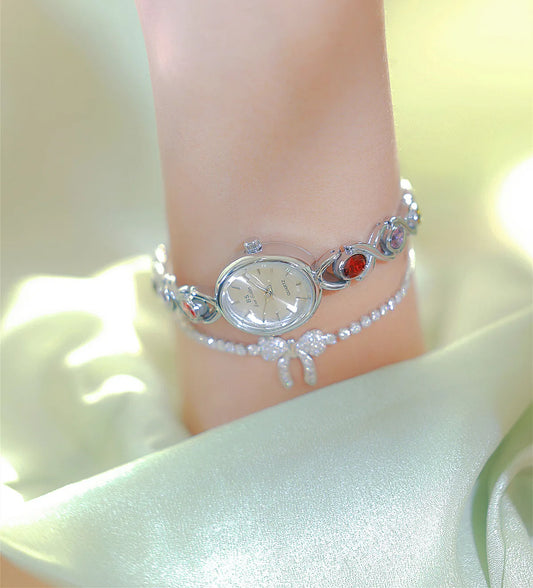 UTHAI Watch For Women Light Luxury Brand Retro Oval Rainbow Bracelet watches Waterproof Ladies Fashion Quartz Clock Wristwatches