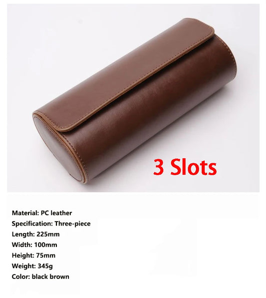 3 Slots Grids Watch Box Roll Travel Case Chic Portable Vintage Leather Display Storage Boxes High Quality Gift Watch Case