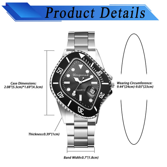 LANCARDO Men Novelty Irregular Dial Magnifier Date Lumious Hands Wrist Watch Quartz Polka Dot Shaped Case Casual Business Watch