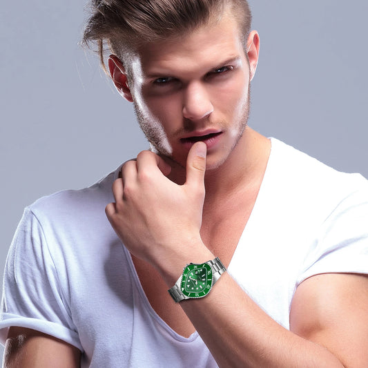 LANCARDO Men Novelty Irregular Dial Magnifier Date Lumious Hands Wrist Watch Quartz Polka Dot Shaped Case Casual Business Watch