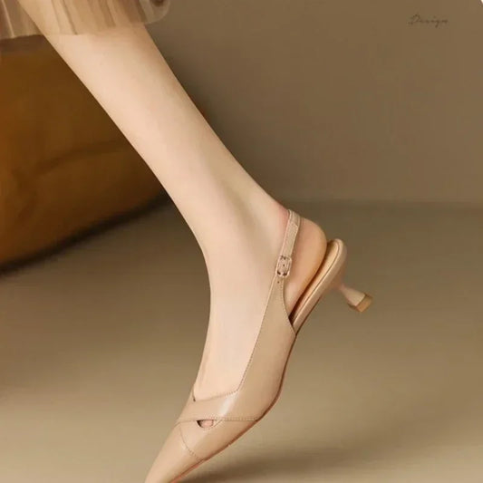 New Elegant Comfortable and Fashionable Sandals Summer Solid Color Hollow Pointed Toe Breathable Casual Party High Heels