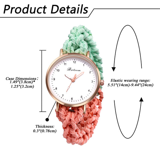 LANCARDO Quartz Braided Scrunchie Watch Elastic Rope Watch Digital Dial Women Multi-functional Ultra-thin Student Bracelet Watch
