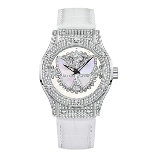 New Watch Women Full Diamond Light Luxury Hollow Full Sky Star butterfly Leather Waterproof Female Fashion Quartz Watches