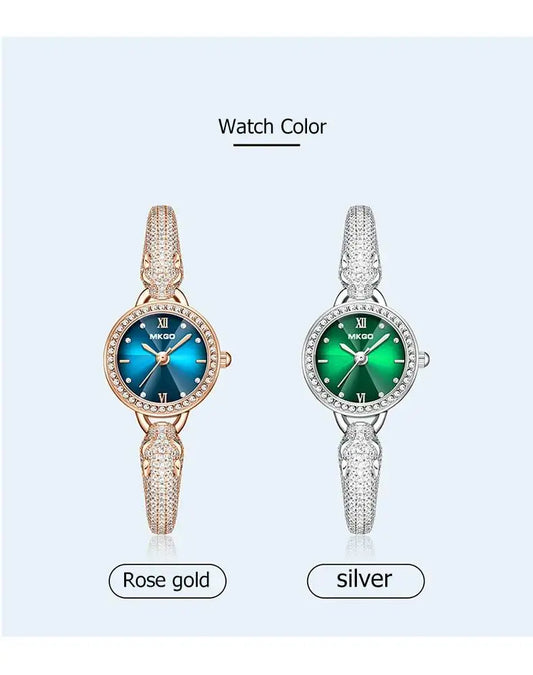 2025 Ladies Fashion Quartz Watch Waterproof Luxury Diamond Inlaid Charming Bracelet Jewelry Full of Sparkling Stones for Women