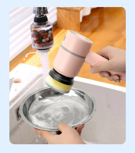 New Electric Cleaning Brush 3 Brush Heads Cleaner Multifunctional Cleaning Pots and Dishes For Kitchen Bathroom Bathtub Glass