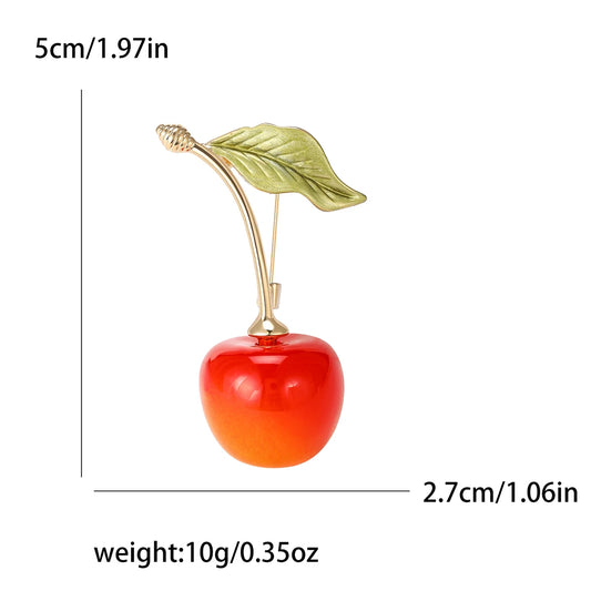 Enamel Cherry Brooches for Women Unisex Rhinestone Fruit Pins Banquet Party Backpack Gifts Jewelry Accessories
