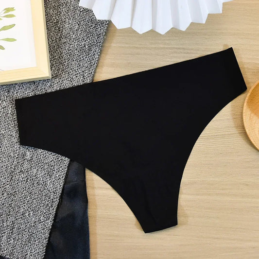 Transparent Thong Panties Women Ultra-thin Sense Sexy Female Seamless Low-waist Solid Color G-string Quick Drying Underwear