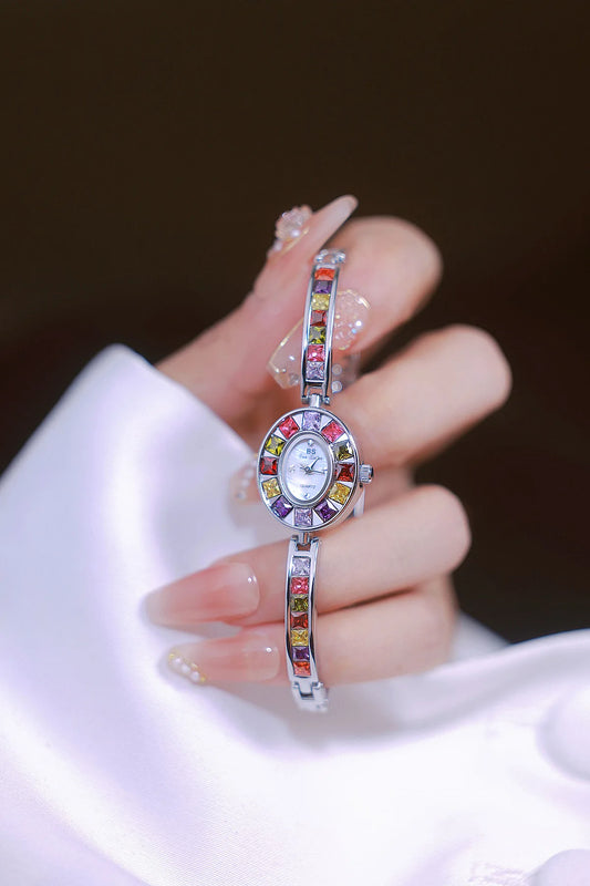 UTHAI Women's Chain Watch Brand Light Luxury Gold Gradient Rainbow Bracelet Waterproof Ladies Fashion Quartz clock Watches Gift