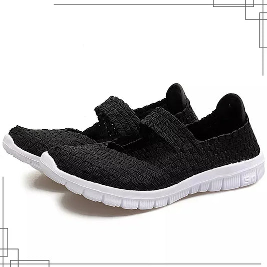 Plus Size Women Flat Shoes  Elastic Band Weave Shoes Women Comfort Flat Shoes Women Casual Loafers Zapatos De Mujer