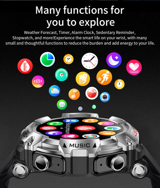 LaNikar Smart Watch AMOLED Display With In-Ear Bluetooth Headset Heart Rate Blood Pressure Oxygen Saturation Monitoring HD Audio