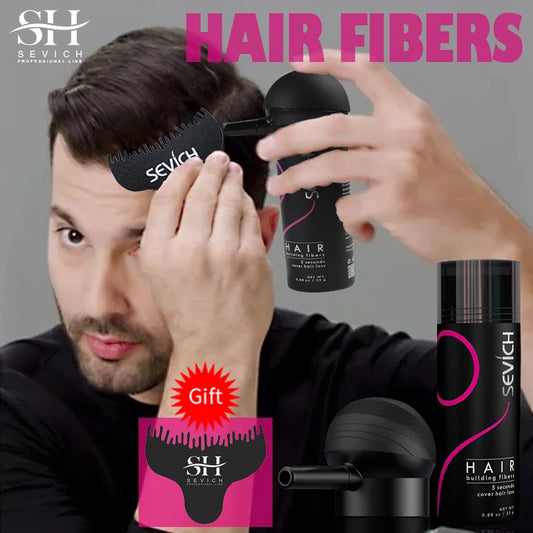 10 Colors Sevich Hair Fibers Keratin Fibers Applicator Hair Building Fibers Spray Hair Loss Instant Regrowth Thickening Powders
