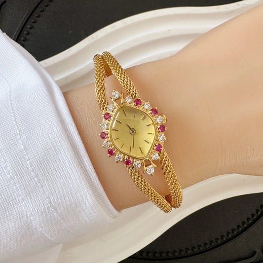 Vintage style retro light luxury exquisite  high-end  women's watch fashionab Diamonds  Crystal  High quality
