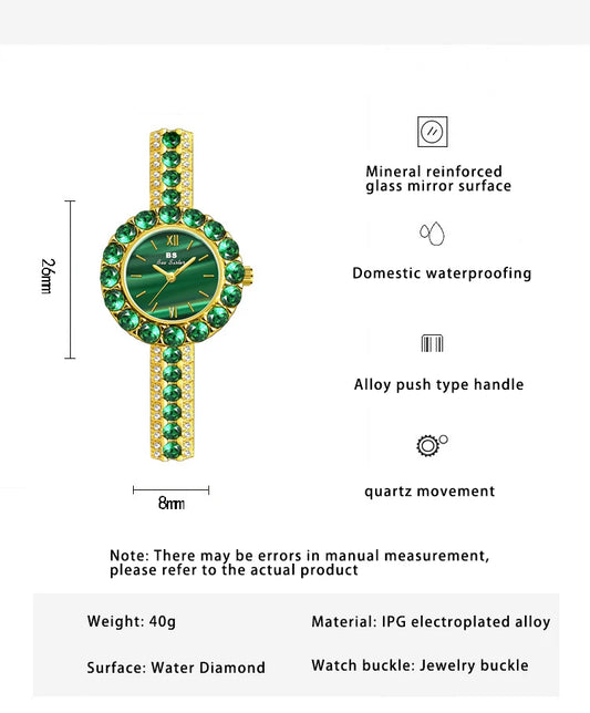 UTHAI New Women's Watch Waterproof Temperament Light Luxury Retro Female Malachite Bracelet Ladies Fashion Clock Watches Gift