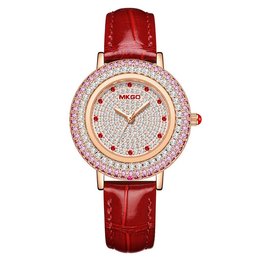 UTHAI W43 New Women's Brand Quartz Watch Luxury Full Diamond Jewelry Crystal Gem Scale Waterproof Leather Band Ladies Watches