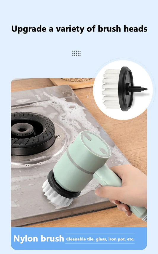 New Electric Cleaning Brush 3 Brush Heads Cleaner Multifunctional Cleaning Pots and Dishes For Kitchen Bathroom Bathtub Glass