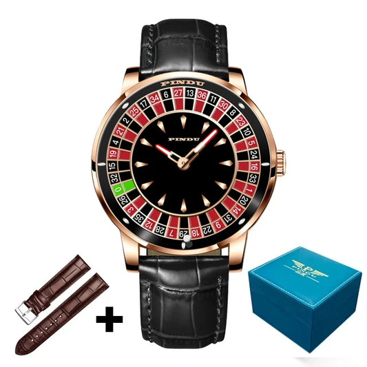 2024 New NH35 Automatic Mechanical Wristwatches Las Vegas Roulette PINDU Watch Diamond Luminous Pointer  Jacob & Co Montre Homme
