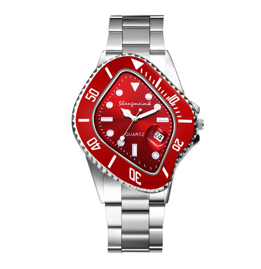LANCARDO Men Novelty Irregular Dial Magnifier Date Lumious Hands Wrist Watch Quartz Polka Dot Shaped Case Casual Business Watch