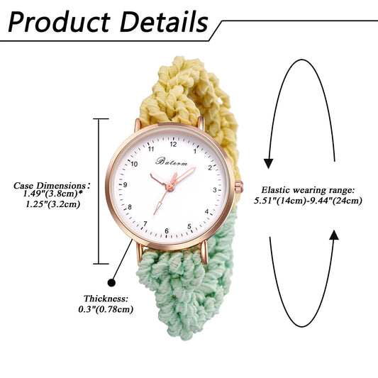 LANCARDO Quartz Braided Scrunchie Watch Elastic Rope Watch Digital Dial Women Multi-functional Ultra-thin Student Bracelet Watch