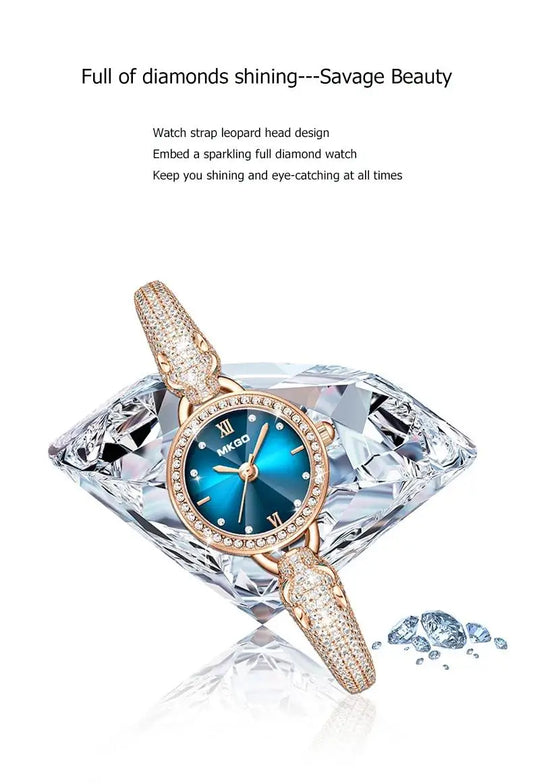2025 Ladies Fashion Quartz Watch Waterproof Luxury Diamond Inlaid Charming Bracelet Jewelry Full of Sparkling Stones for Women