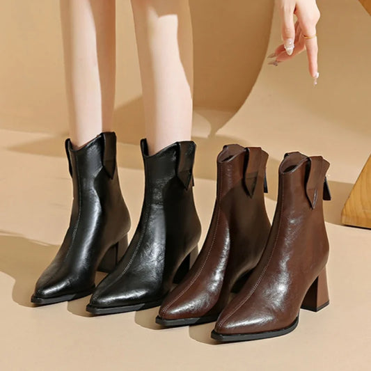 Fashionable and Comfortable New Casual Knight Boots for Women Autumn and Winter Pointed Sexy Elegant High-heeled Short Boots