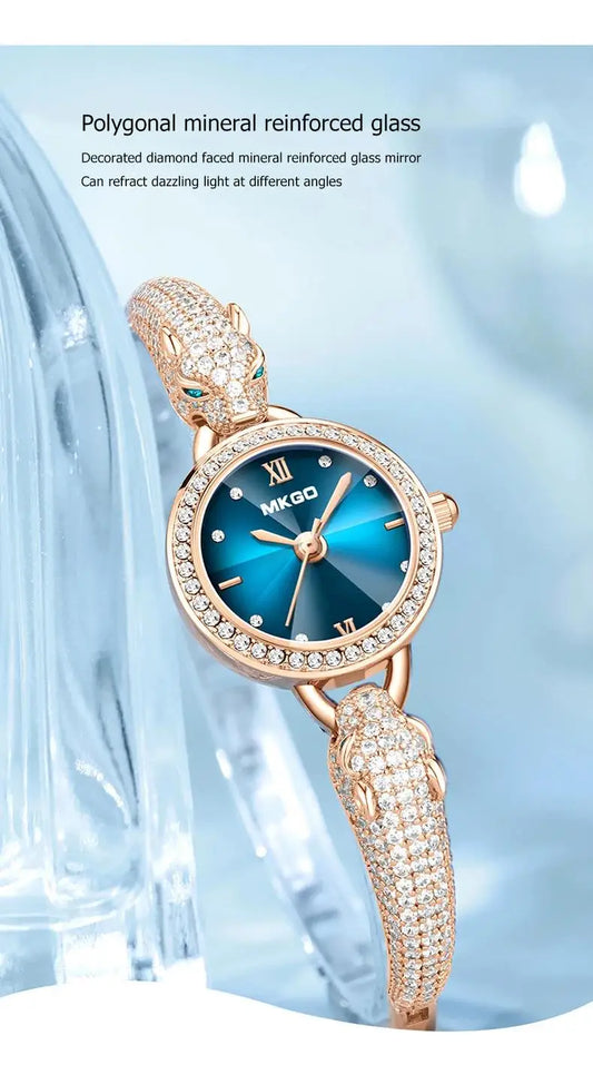 2025 Ladies Fashion Quartz Watch Waterproof Luxury Diamond Inlaid Charming Bracelet Jewelry Full of Sparkling Stones for Women