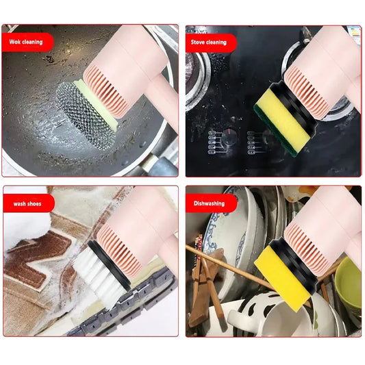 New Electric Cleaning Brush 3 Brush Heads Cleaner Multifunctional Cleaning Pots and Dishes For Kitchen Bathroom Bathtub Glass