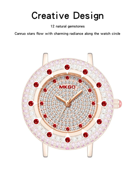 UTHAI W43 New Women's Brand Quartz Watch Luxury Full Diamond Jewelry Crystal Gem Scale Waterproof Leather Band Ladies Watches