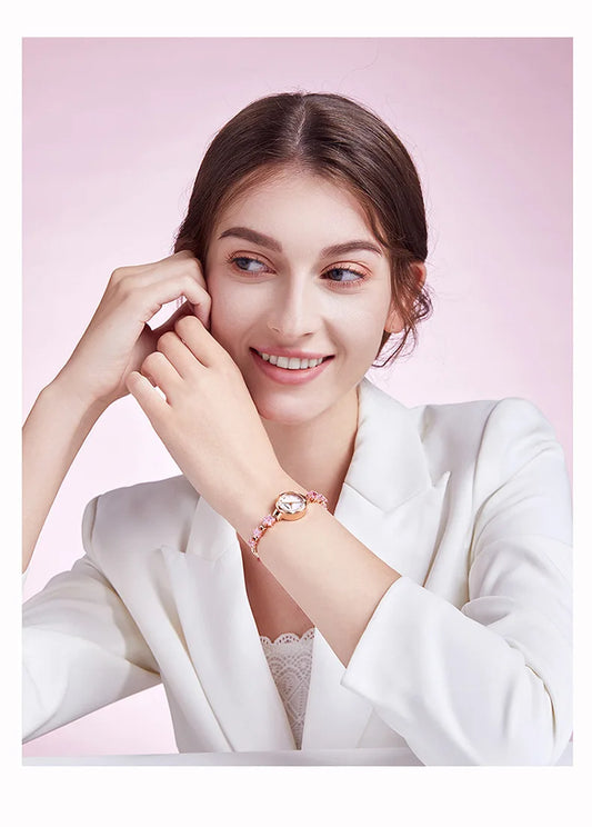 UTHAI W57 Fritillaria Fashion Light Luxury Crystal Watch Women's Exquisite Slim Bracelet Watches Waterproof Ladies Clock Gift