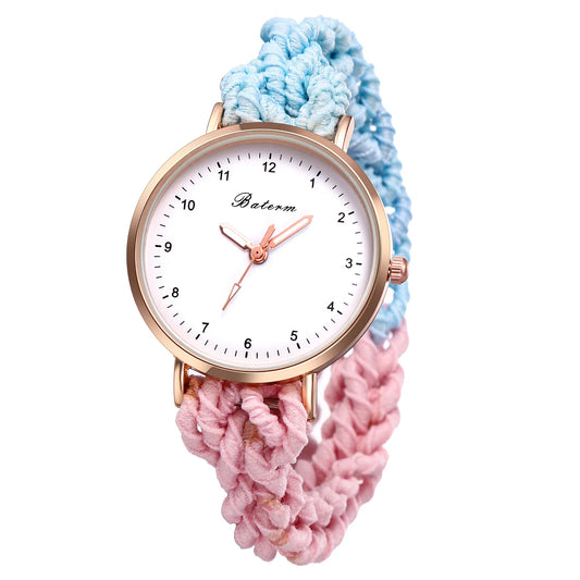 LANCARDO Quartz Braided Scrunchie Watch Elastic Rope Watch Digital Dial Women Multi-functional Ultra-thin Student Bracelet Watch