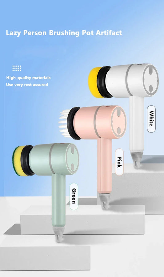 New Electric Cleaning Brush 3 Brush Heads Cleaner Multifunctional Cleaning Pots and Dishes For Kitchen Bathroom Bathtub Glass