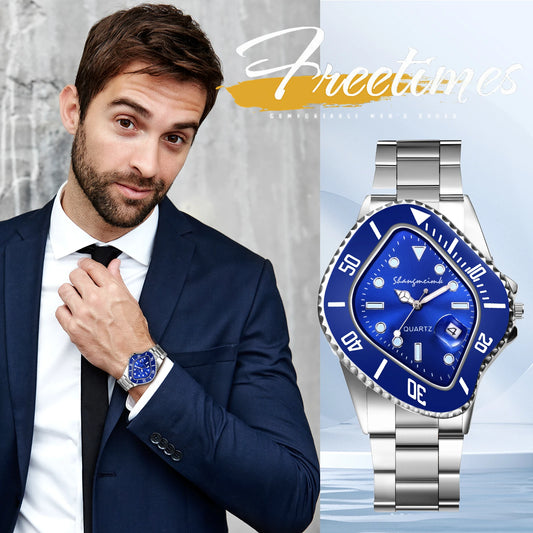 LANCARDO Men Novelty Irregular Dial Magnifier Date Lumious Hands Wrist Watch Quartz Polka Dot Shaped Case Casual Business Watch