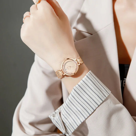 New Ladies Watch Light Luxury Brand Flowing Sand Diamond Premium Candy Strap Women Fashion Quartz Wristwatches Accessories Gift