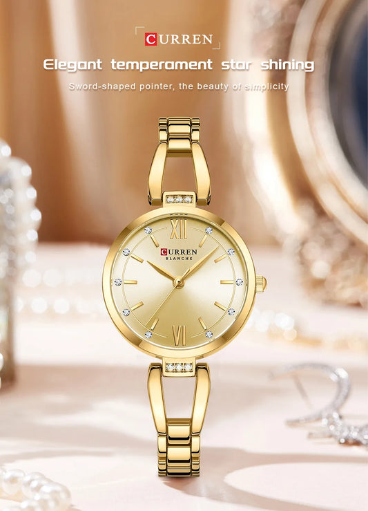 CURREN 9092 Women Quartz Watch Fashion Luxury Elegant Stainless Steel Strap Bracelet Wristwatch for Ladies Girl Female Clock